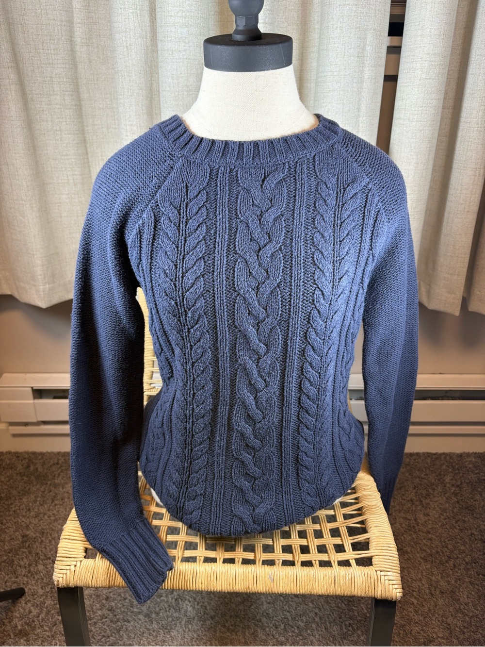 Old Navy Women's Navy Cable-Pattern Crewneck Sweater